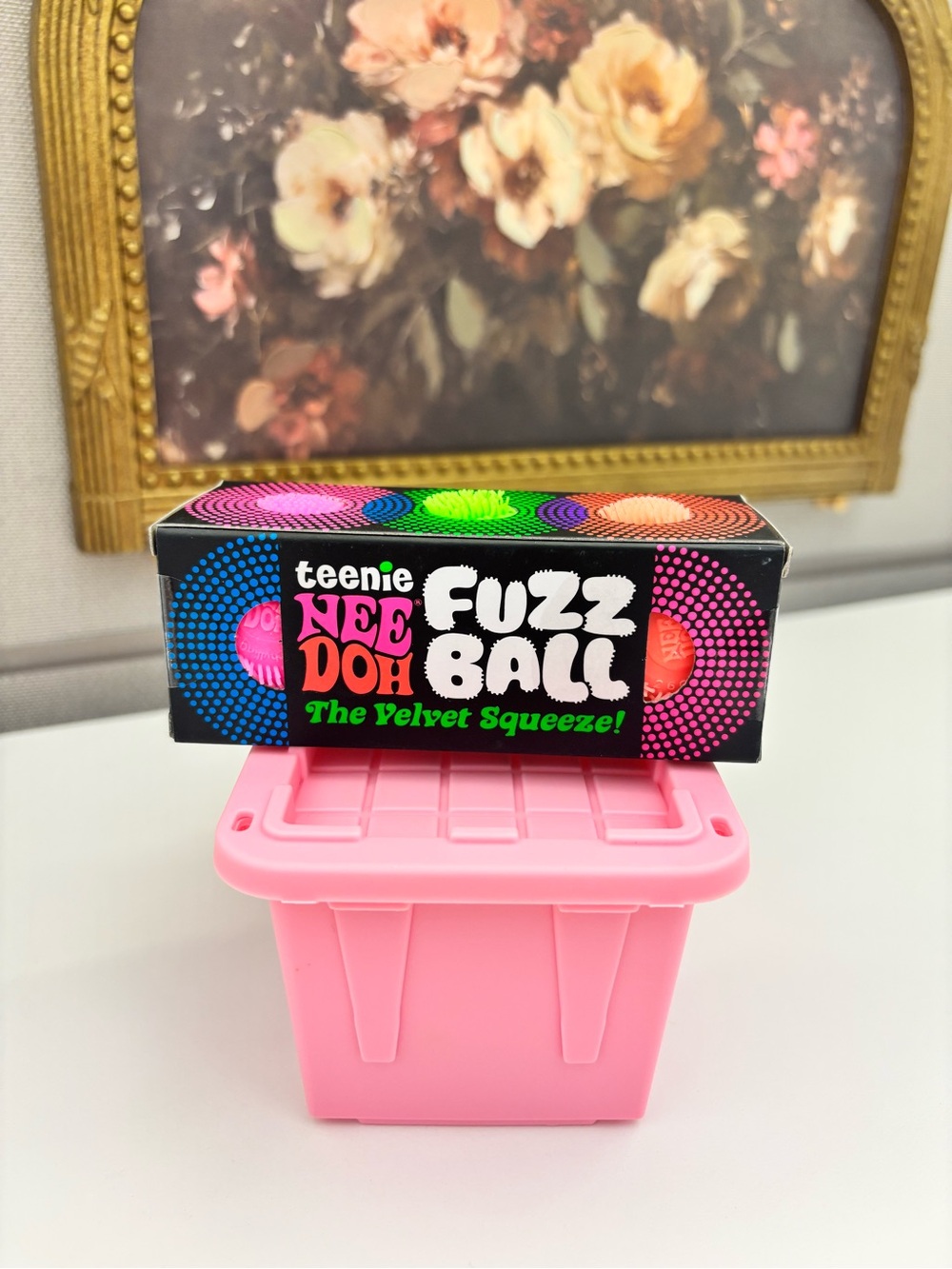 teenie NEEDOH Fuzz Ball Velvet Squeeze - Pink Green Orange set
